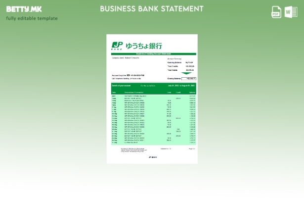 Модерен стил на JP Bank (Japan Post Bank) Организациска изјава за Word и PDF шаб